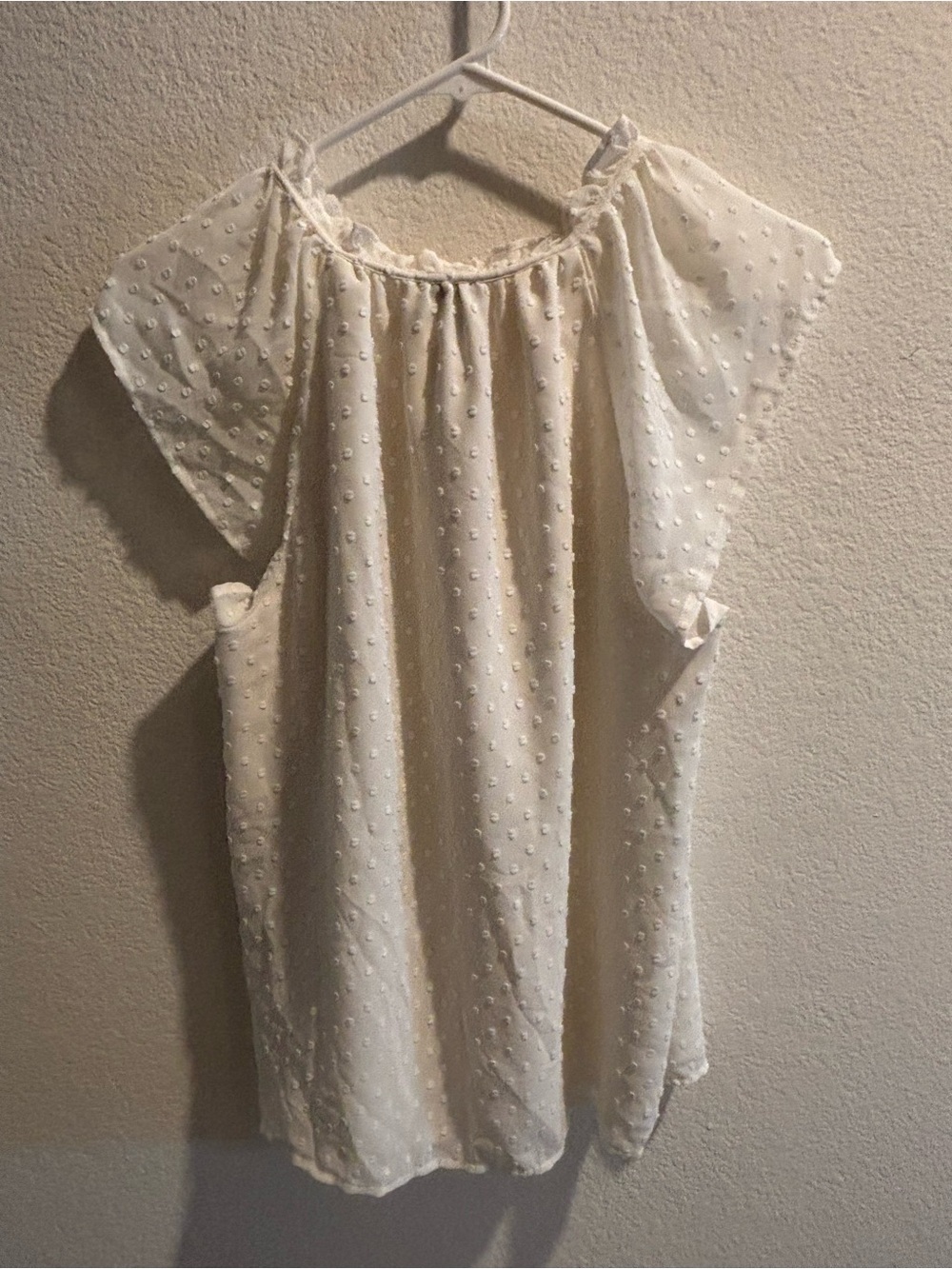 J.Crew Factory | Swiss Dot Flutter Sleeve Top | Medium